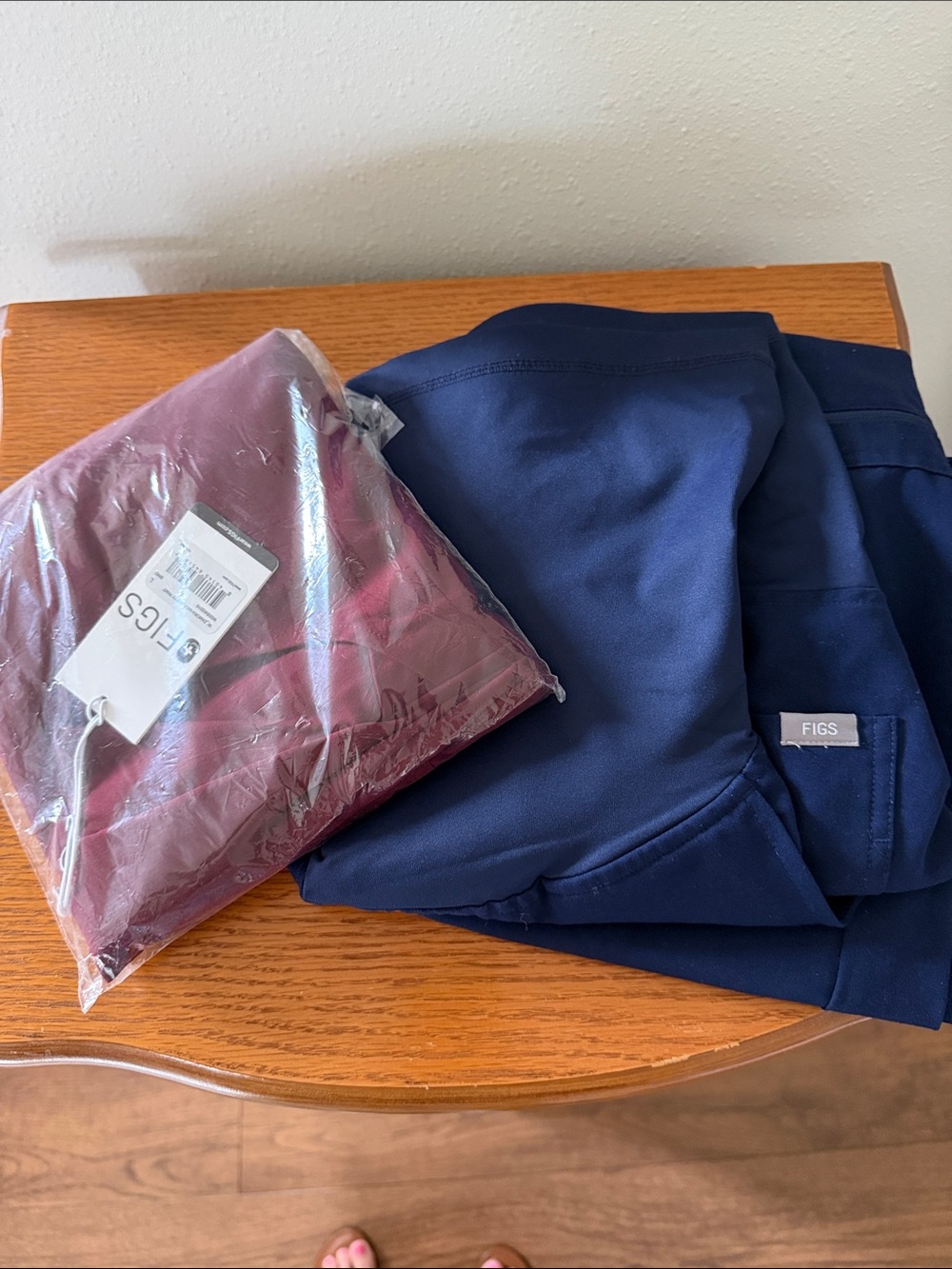 Figs Zamora Maternity Scrub Pants W20SW2016 Blue & Burgundy Womens LARGE (2) NWT